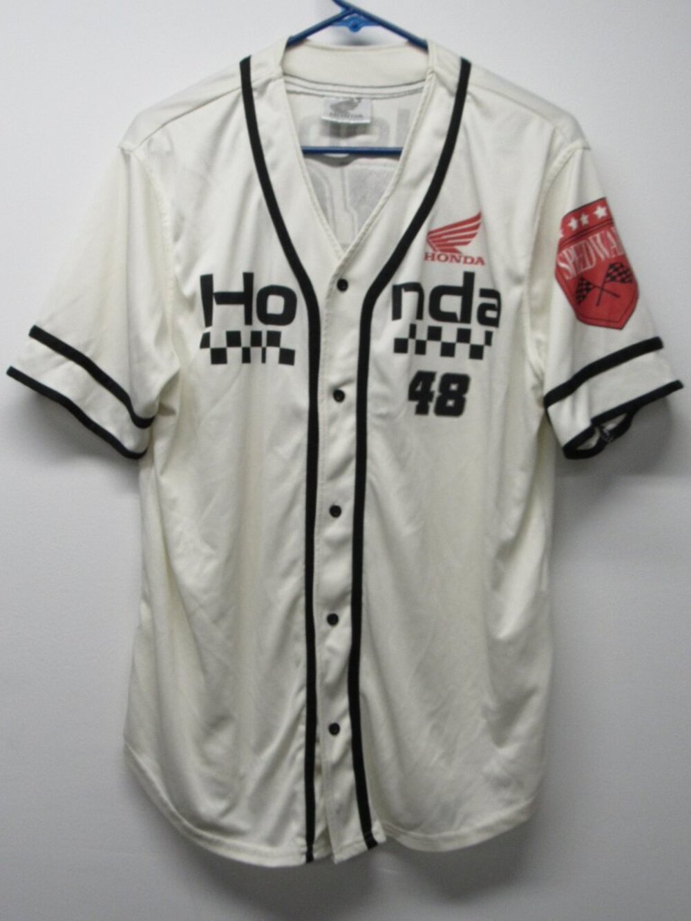 Honda Motor Racing 48 Men's White Black Red S Baseball Jersey Shirt